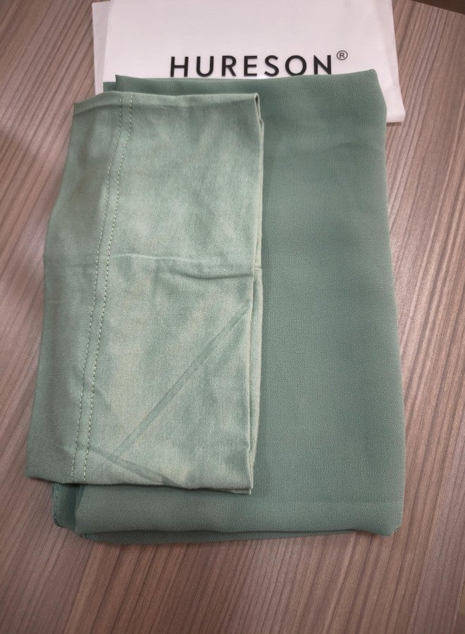 HURESON Chiffon Hijab with Undercap Solid Color Muslim Hijabs Scarf Head Wraps Long Hijabs For Women (Green) - Image 5
